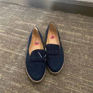 Indigo Women's Navy Loafers Haven Flat shoes Leather Slip On Size 6